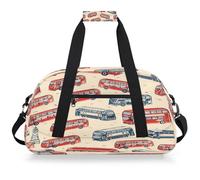 Mexpekil Borsa da palestra da viaggio con autobus rosso e blu per ragazze e ragazzi borse da viaggio per il fine settimana borsa impermeabile per sport danza scuola pratica