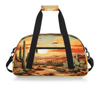 Mexpekil Borsa da palestra da viaggio con cactus del deserto al tramonto, per ragazze e ragazzi, borsa da viaggio per il fine settimana, impermeabile, per sport, danza, scuola, pratica