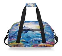 Mexpekil Borsa da palestra da viaggio con delfini subacquei cavalluccio marino per ragazze e ragazzi borse da viaggio per il fine settimana borsa impermeabile per sport danza scuola pratica