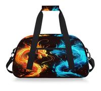 Mexpekil Borsa da palestra da viaggio con drago blu arancione per ragazze ragazzi borse da viaggio per il fine settimana borsa impermeabile per sport danza scuola pratica