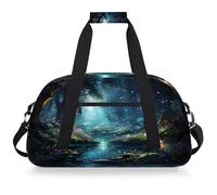 Mexpekil Borsa da palestra da viaggio con fiori di lago della foresta per ragazze e ragazzi borse da viaggio per il fine settimana borsa impermeabile per sport danza scuola pratica