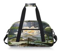 Mexpekil Borsa da palestra da viaggio con fiori di loto, per ragazze e ragazzi, borsa da viaggio per il fine settimana, impermeabile, per sport, danza, scuola, pratica