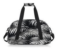 Mexpekil Borsa da palestra da viaggio con foglie tropicali nere per ragazze e ragazzi borse da viaggio per il fine settimana borsa impermeabile per sport danza scuola pratica