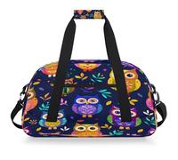Mexpekil Borsa da palestra da viaggio con gufo colorato luminoso per ragazze ragazzi borse da viaggio per il fine settimana borsa impermeabile per sport danza scuola pratica