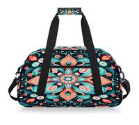 Mexpekil Borsa da palestra da viaggio con mandala floreale blu per ragazze e ragazzi, borsa da viaggio per il fine settimana borsa impermeabile per sport danza scuola pratica