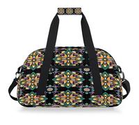 Mexpekil Borsa da palestra da viaggio con motivo floreale messicano per ragazze e ragazzi, borsa da viaggio per il fine settimana borsa impermeabile per sport danza scuola pratica