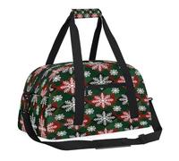 Mexpekil Borsa da palestra da viaggio con motivo scozzese con fiocchi di neve rosso e verde per ragazze e ragazzi, borsa da viaggio impermeabile per il fine settimana per sport, danza, scuola pratica