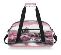 Mexpekil Borsa da palestra da viaggio con paesaggio del lago giapponese per ragazze e ragazzi borse da viaggio per il fine settimana borsa impermeabile per sport danza scuola pratica