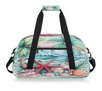 Mexpekil Borsa da palestra da viaggio con palme tropicali e onde, per ragazze e ragazzi, borsa da viaggio per il fine settimana, impermeabile, per sport, danza, scuola, pratica