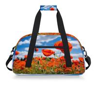 Mexpekil Borsa da palestra da viaggio con papaveri rossi per ragazze e ragazzi, borsa da viaggio impermeabile per il fine settimana per sport, danza, scuola pratica