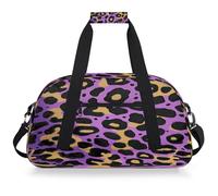 Mexpekil Borsa da palestra da viaggio con pelle di leopardo viola gialla per ragazze ragazzi borse da viaggio per il fine settimana borsa impermeabile per sport danza scuola pratica