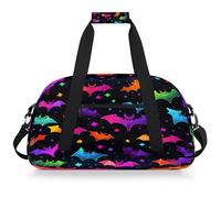 Mexpekil Borsa da palestra da viaggio con pipistrello al neon per ragazze e ragazzi borse da viaggio per il fine settimana borsa impermeabile per sport danza scuola pratica