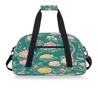 Mexpekil Borsa da palestra da viaggio con ramo floreale turchese per ragazze e ragazzi, borsa da viaggio per il fine settimana, impermeabile, per sport, danza, scuola, pratica