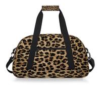 Mexpekil Borsa da palestra da viaggio con stampa leopardata per ragazze e ragazzi, borsa da viaggio per il fine settimana borsa impermeabile per sport danza scuola pratica