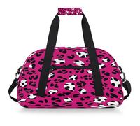 Mexpekil Borsa da palestra da viaggio con stampa leopardata rosa rossa per ragazze e ragazzi, borsa da viaggio per il fine settimana borsa impermeabile per sport danza scuola pratica