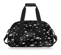 Mexpekil Borsa da palestra da viaggio con stelle nere per ragazze e ragazzi borse da viaggio per il fine settimana borsa impermeabile per sport danza scuola pratica