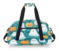 Mexpekil Borsa da palestra da viaggio con zucca fantasma bianca per ragazze e ragazzi, borsa da viaggio per il fine settimana borsa impermeabile per sport danza scuola pratica