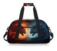 Mexpekil Borsa da palestra da viaggio Fire Dragon per ragazze e ragazzi, borsa da viaggio per il fine settimana, impermeabile, per sport, danza, scuola, pratica