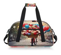 Mexpekil Borsa da palestra da viaggio per bici con palloncini e fiori per ragazze e ragazzi, borsa da viaggio per il fine settimana, impermeabile, per sport, danza, scuola, pratica