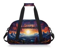 Mexpekil Borsa da palestra da viaggio per ragazze e ragazzi con foresta di montagna e sole, borsa impermeabile per il fine settimana, per sport, danza, scuola, pratica