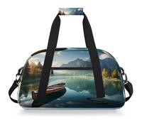 Mexpekil Borsa da palestra da viaggio per ragazze e ragazzi con laghi e barche e montagne, borsa impermeabile per il fine settimana, per sport, danza, scuola, pratica