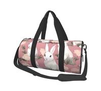 Mexpekil Borsa da palestra pieghevole Carry On Travel Duffle Bags Impermeabile Donna Uomo Bagaglio a Mano Borsa Grande Weekend Pernottamento Borse per Sport Danza, Conigli Bianchi Fiori, Taglia unica