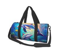Mexpekil Borsa da palestra pieghevole Carry On Travel Duffle Bags Impermeabile Donna Uomo Bagaglio a Mano Borsa Grande Weekend Pernottamento Borse per Sport Danza, Due delfini che nuotano, Taglia