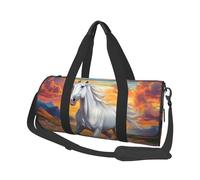 Mexpekil Borsa da palestra pieghevole Carry On Travel Duffle Bags Impermeabile Donna Uomo Bagaglio a Mano Borsa Grande Weekend Pernottamento Borse per Sport Danza, Cavallo Bianco Fiori Montagna,