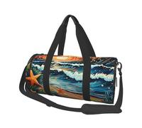 Mexpekil Borsa da palestra pieghevole Carry On Travel Duffle Bags Impermeabile Donna Uomo Bagaglio a Mano Borsa Grande Weekend Borse da notte, Spiaggia delle stelle marine dell'onda, Taglia unica