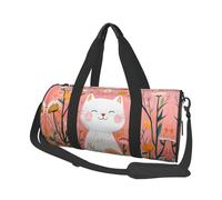Mexpekil Borsa da palestra pieghevole Carry On Travel Duffle Bags Impermeabile Donna Uomo Bagaglio a Mano Borsa Grande Weekend Pernottamento Borse per Sport Danza, I fiori da giardino Gatto Bianco,