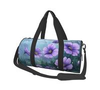 Mexpekil Borsa da palestra pieghevole Carry On Travel Duffle Bags Impermeabile Donna Uomo Bagaglio a Mano Borsa Grande Weekend Pernottamento Borse per Sport Danza, Foglia Fiori Viola Verde, Taglia