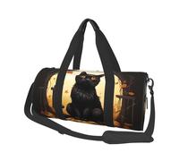 Mexpekil Borsa da palestra pieghevole Carry On Travel Duffle Bags Impermeabile Donna Uomo Bagaglio a Mano Borsa Grande Weekend Pernottamento Borse per Sport Danza, Zucca Gatto Nero, Taglia unica