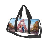 Mexpekil Borsa da palestra pieghevole da viaggio borsa da viaggio bagaglio a mano impermeabile borse da ballo sportive borse da fine settimana borsa da notte, Coppia Parigina Rosa, Taglia unica