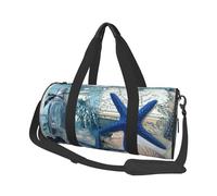 Mexpekil Borsa da palestra pieghevole da viaggio borsa da viaggio bagaglio a mano impermeabile borse da ballo sportive borse da fine settimana borsa da notte, Conchiglie di corallo stella marina blu,