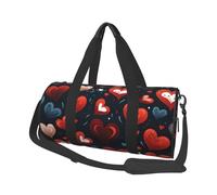 Mexpekil Borsa da palestra pieghevole da viaggio borsa da viaggio bagaglio a mano impermeabile borse da ballo sportive borse da fine settimana borsa da notte, Cuore nero e rosso., Taglia unica