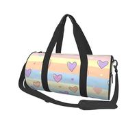 Mexpekil Borsa da palestra pieghevole da viaggio borsa da viaggio bagaglio a mano impermeabile borse da ballo sportive borse da fine settimana borsa da notte, Cuori a strisce arcobaleno, Taglia unica