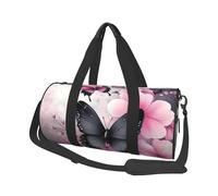 Mexpekil Borsa da palestra pieghevole da viaggio borsa da viaggio bagaglio a mano impermeabile borse da ballo sportive borse da fine settimana borsa da notte, Farfalla Nera Fiori Rosa, Taglia unica