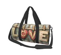 Mexpekil Borsa da palestra pieghevole da viaggio borsa da viaggio bagaglio a mano impermeabile borse da ballo sportive borse da fine settimana borsa da notte, Vintage Cuore Amore Legno, Taglia unica