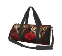 Mexpekil Borsa da palestra pieghevole da viaggio borsa da viaggio bagaglio a mano impermeabile borse da ballo sportive borse da fine settimana borsa da notte, Amante Leopardo Rosa Rossa, Taglia unica