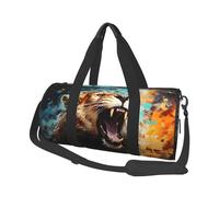 Mexpekil Borsa da palestra pieghevole da viaggio borsa da viaggio bagaglio a mano impermeabile borse da ballo sportive borse da fine settimana borsa da notte, Leone arrabbiato, Taglia unica