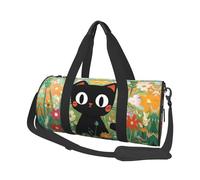 Mexpekil Borsa da palestra pieghevole da viaggio borsa da viaggio bagaglio a mano impermeabile borse da ballo sportive borse da fine settimana borsa da notte, Simpatico campo di fiori gatto nero,