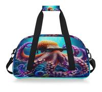 Mexpekil Borsa da palestra subacquea con polpo arancione per ragazze e ragazzi, borsa da viaggio per il fine settimana per la notte, borsa impermeabile per sport, danza, scuola pratica