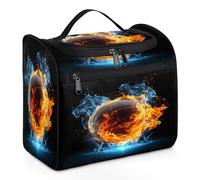 Mexpekil Borsa da toeletta da appendere con acqua di fuoco, per donne e uomini, grande, impermeabile, per trucchi e cosmetici da viaggio, Multicolore, 10.2 x 6.5 x 9.2 inches, Beauty case