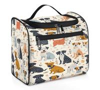 Mexpekil Borsa da toilette colorata con cane carino da appendere per donne e uomini, grande borsa impermeabile per trucco cosmetico da viaggio, Multicolore, 10.2 x 6.5 x 9.2 inches, Beauty case
