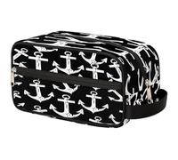 Mexpekil Borsa da toilette con ancora marina nera e bianca, organizer per cosmetici, trousse da viaggio, per donne, uomini, ragazzi e ragazze
