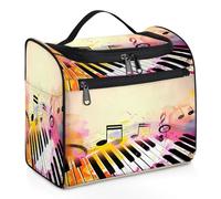Mexpekil Borsa da toilette da appendere con note musicali retrò, tasti di pianoforte, per donne e uomini, grande, impermeabile, per cosmetici da viaggio, Multicolore, 10.2 x 6.5 x 9.2 inches, Beauty