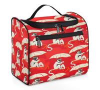 Mexpekil Borsa da toilette da appendere con ombrello a forma di scimmia, in stile cinese, per donne e uomini, grande, impermeabile, per il trucco e il lavaggio dei cosmetici, Multicolore, 10.2 x 6.5 x