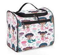 Mexpekil Borsa da toilette da appendere con simpatica sirena medusa e stella marina per donne e uomini, grande borsa impermeabile per il trucco da viaggio, Multicolore, 10.2 x 6.5 x 9.2 inches, Beauty
