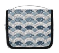 Mexpekil Borsa da toilette da viaggio da appendere per donne Art Wave, grande, portatile, organizer per cosmetici per ragazze e ragazzi