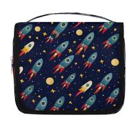 Mexpekil Borsa da toilette da viaggio da appendere per donne, astronavi e stelle, grande, portatile, per trucchi e cosmetici, per ragazze e ragazzi